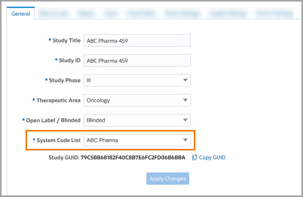 A code list is assigned by clicking a drop-down and selecting a code list from a newly displayed list.