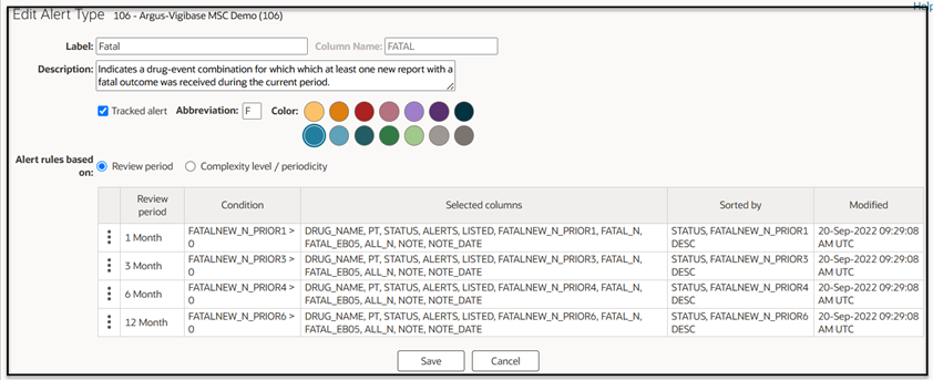 Edit an alert type