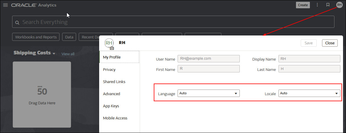 Select language for data visualization pages