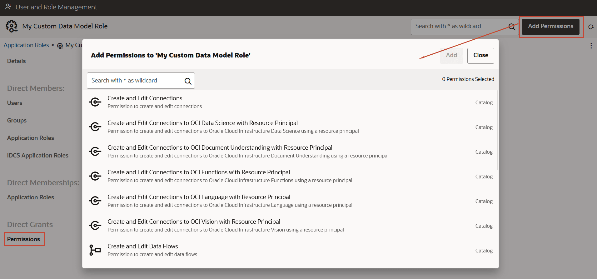 Add Permissions button Add Permissions button