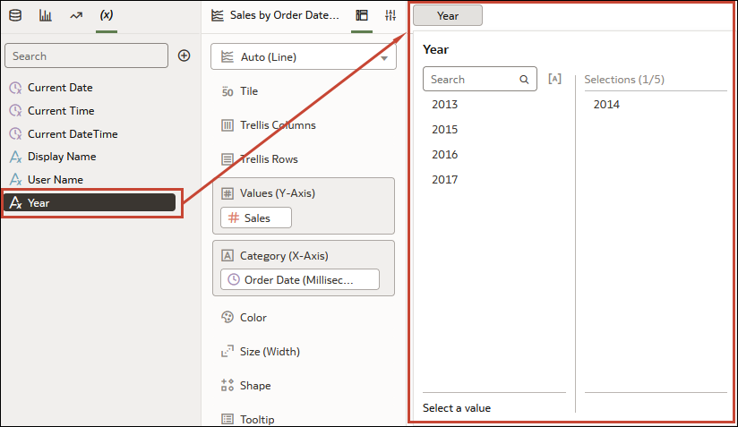 Parameter added to filter bar