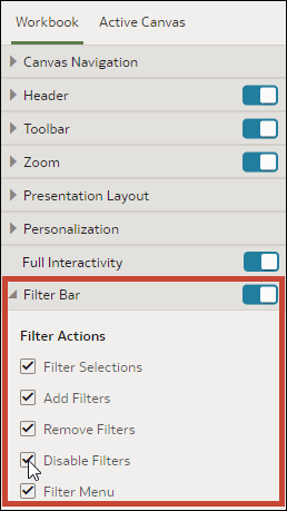 Description of present_workbook_filter_bar_options.png follows