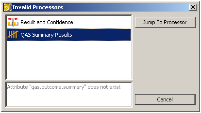 Invalid Processors dialog Invalid Processors dialog
