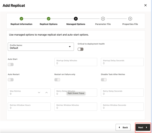 Leave Managed Options as in and click Next.