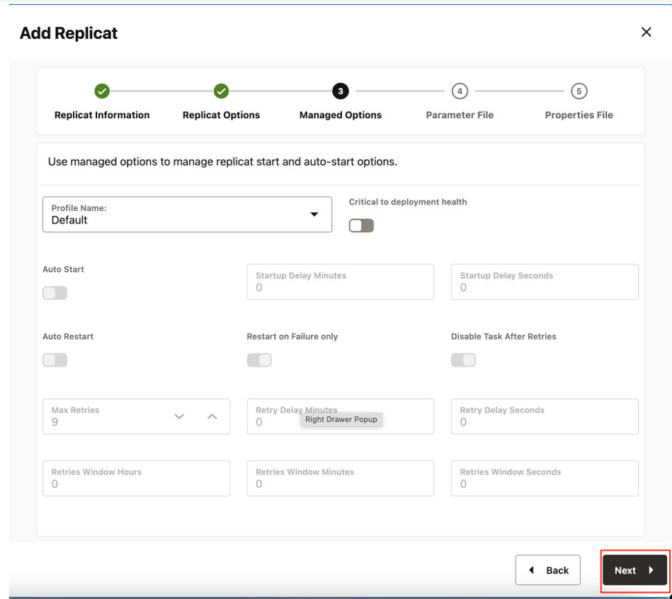 Leave Managed Options as is and click Next.