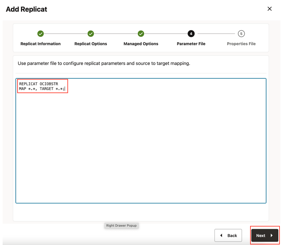 Enter Parameter File details and click Next.