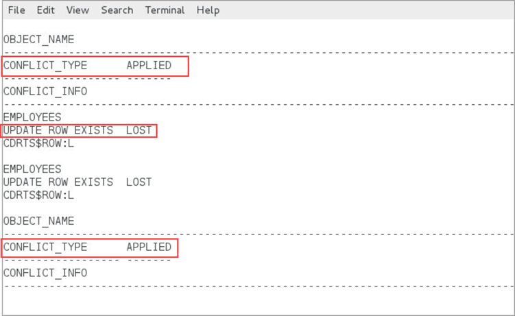 Output for the DBA_APPLY_ERROR_MESSAGES query