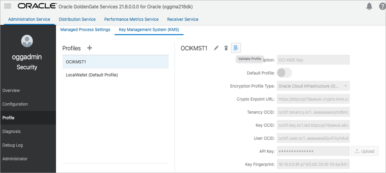 Validate the encryption profile.