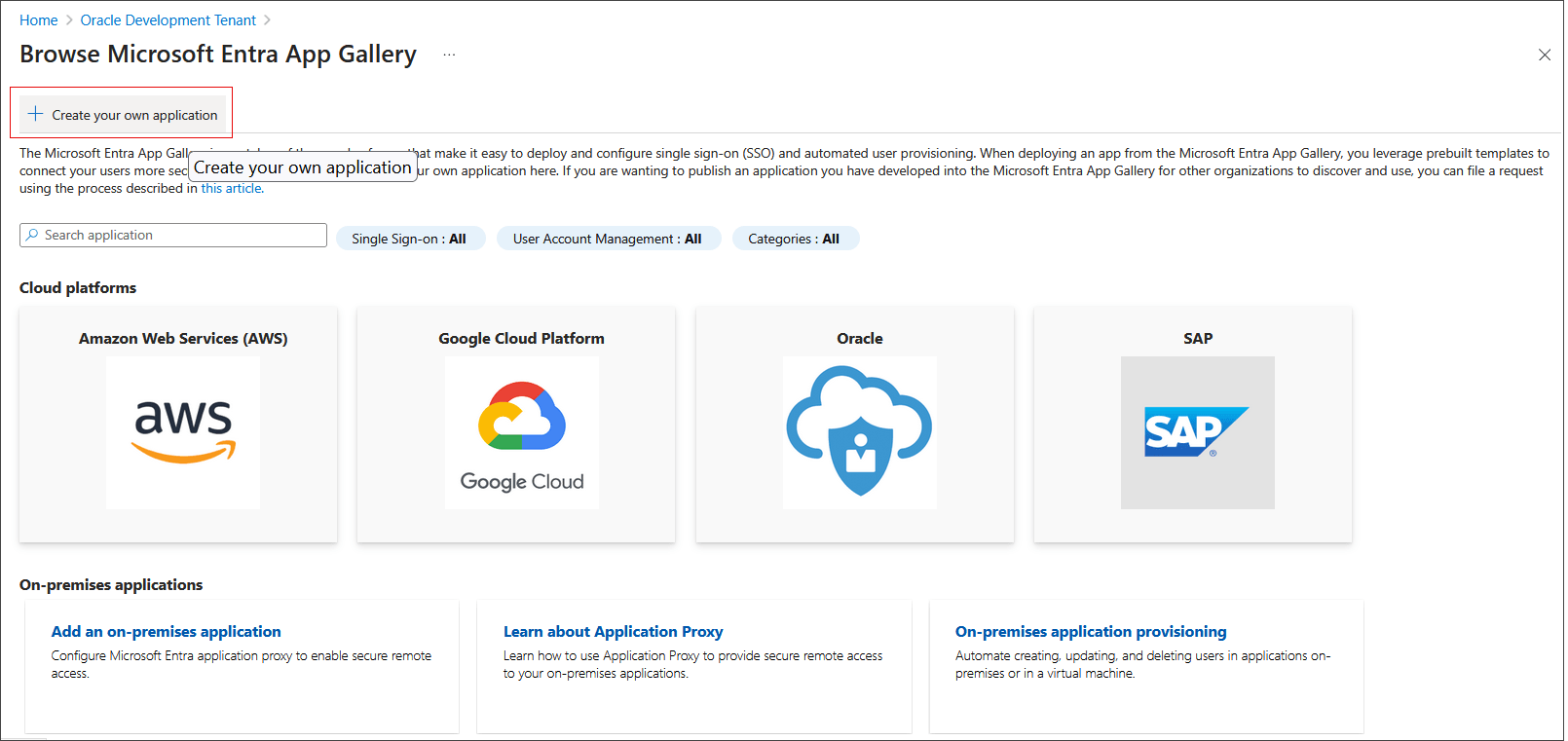 Select Create your own application from the EntraID Overview menu in the left-navigation pane Select Create your own application from the EntraID Overview menu in the left-navigation pane