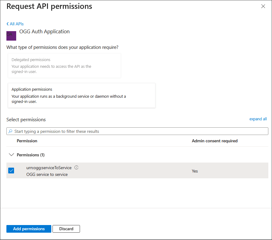 Add the API permission for the application. Add the API permission for the application.