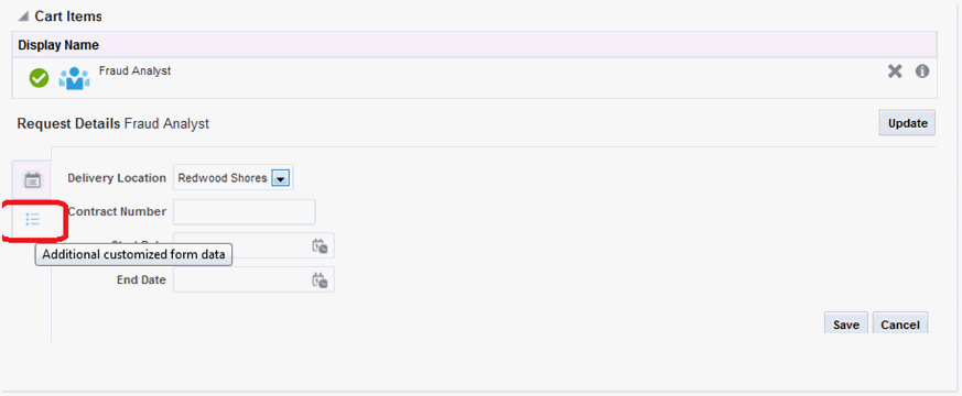 Cart item’s additional info icon