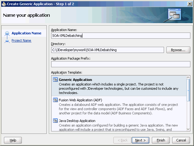 eneric Create Application - Name your application Page eneric Create Application - Name your application Page