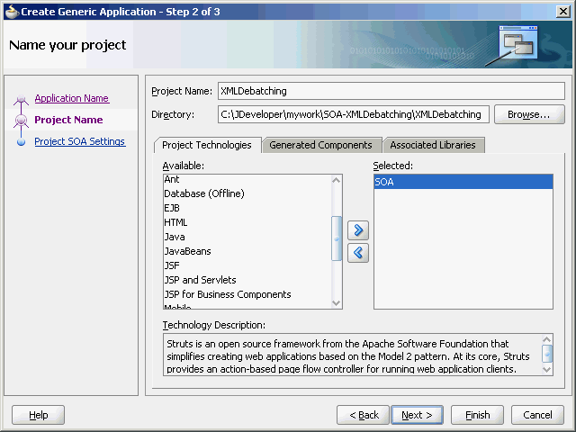 Create Generic Application - Name your project Page Create Generic Application - Name your project Page