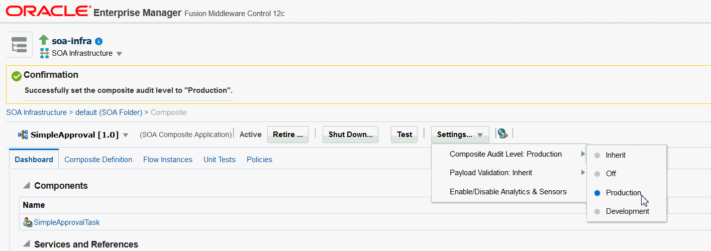 Setting audit level from Composite Home Page. Setting audit level from Composite Home Page.