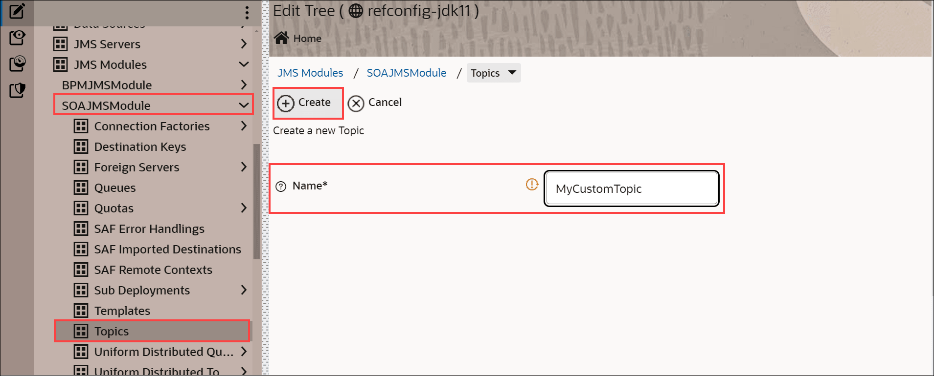 Description of create-jms-topic.png follows Description of create-jms-topic.png follows