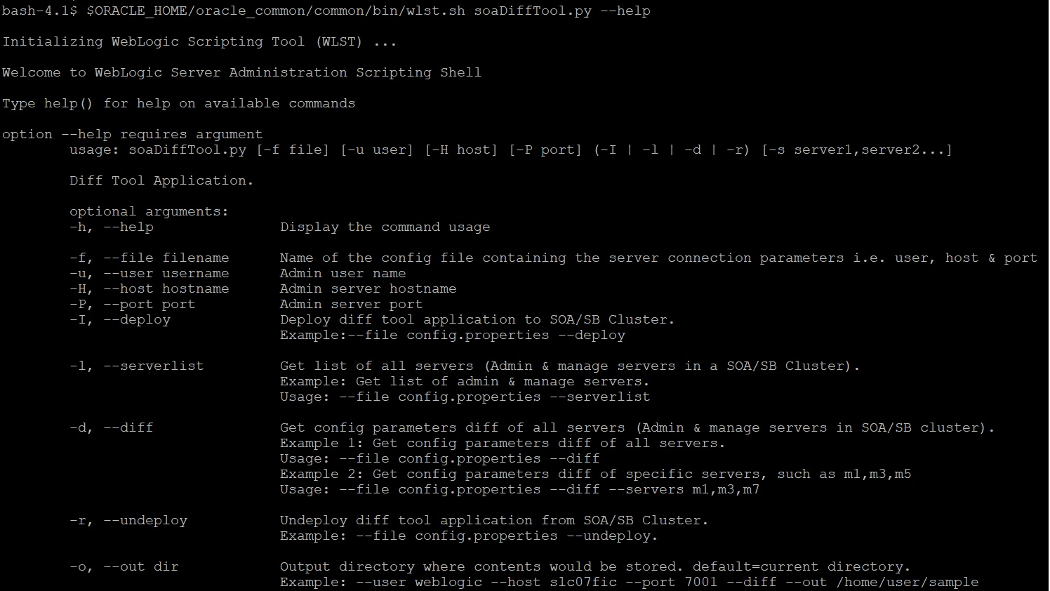 DiffTool Utility arguments