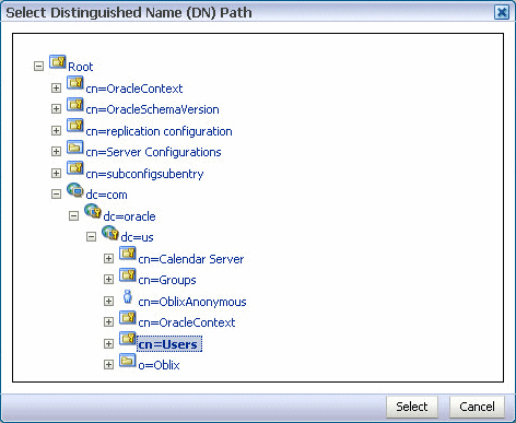 Description of odsm-select-dnpath-user.gif follows Description of odsm-select-dnpath-user.gif follows