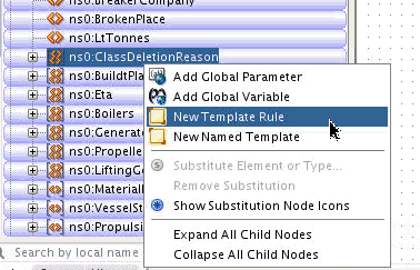 New Template Rule menu item New Template Rule menu item