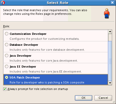 Select Role dialog Select Role dialog