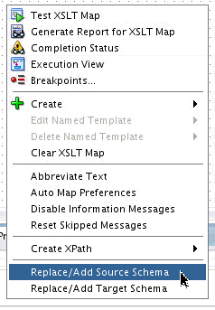 Replace/Add Source Schema menu item Replace/Add Source Schema menu item