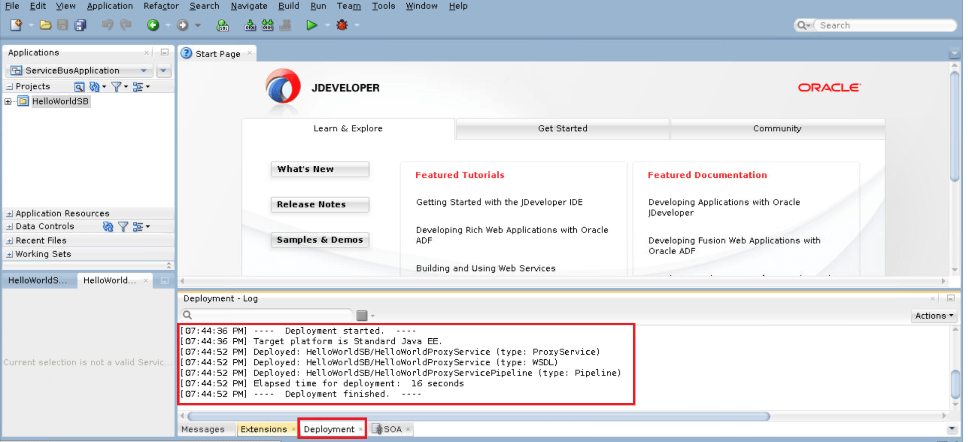 JDEV OSB Deploy Success Status JDEV OSB Deploy Success Status