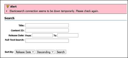 Red alert showing connection is down