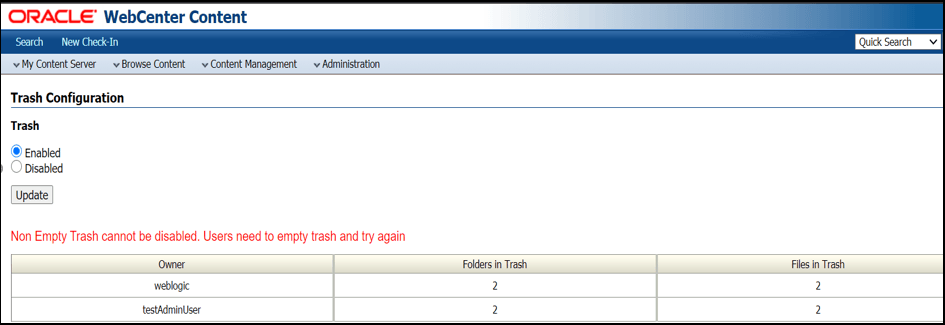Trash Configuration