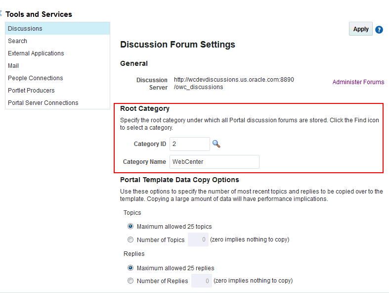 Specifying Where Discussions and Announcements are Stored