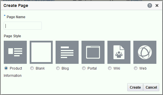 Create Page Dialog