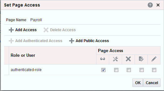 Set Page Access Option on a Custom Business Role Page