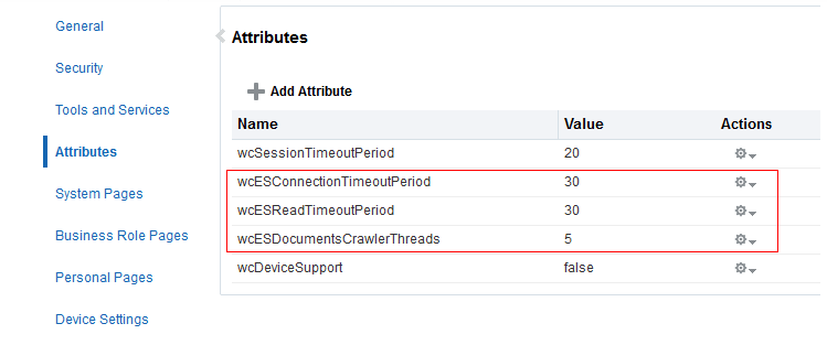 This screenshot shows the Attributes page.