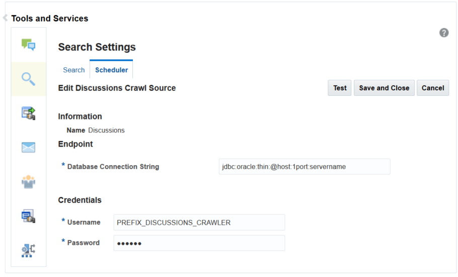 Thus image shows the Edit Discussions Crawl Source page.