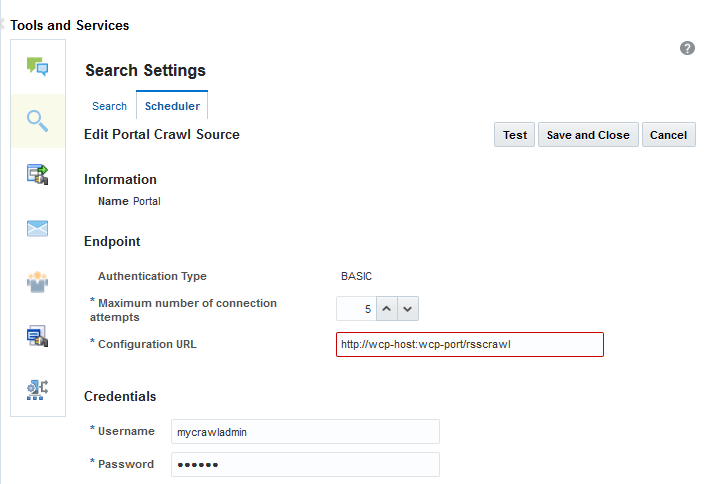This image shows the Edit Portal Crawl Source page.
