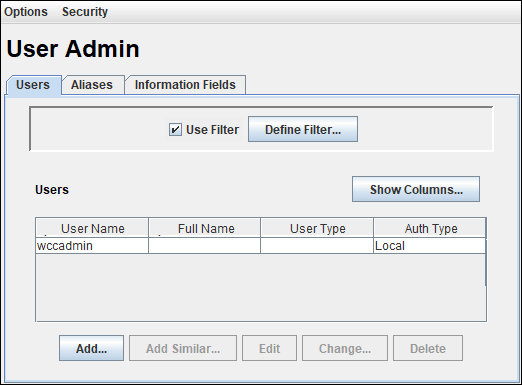 User Admin
dialog User Admin