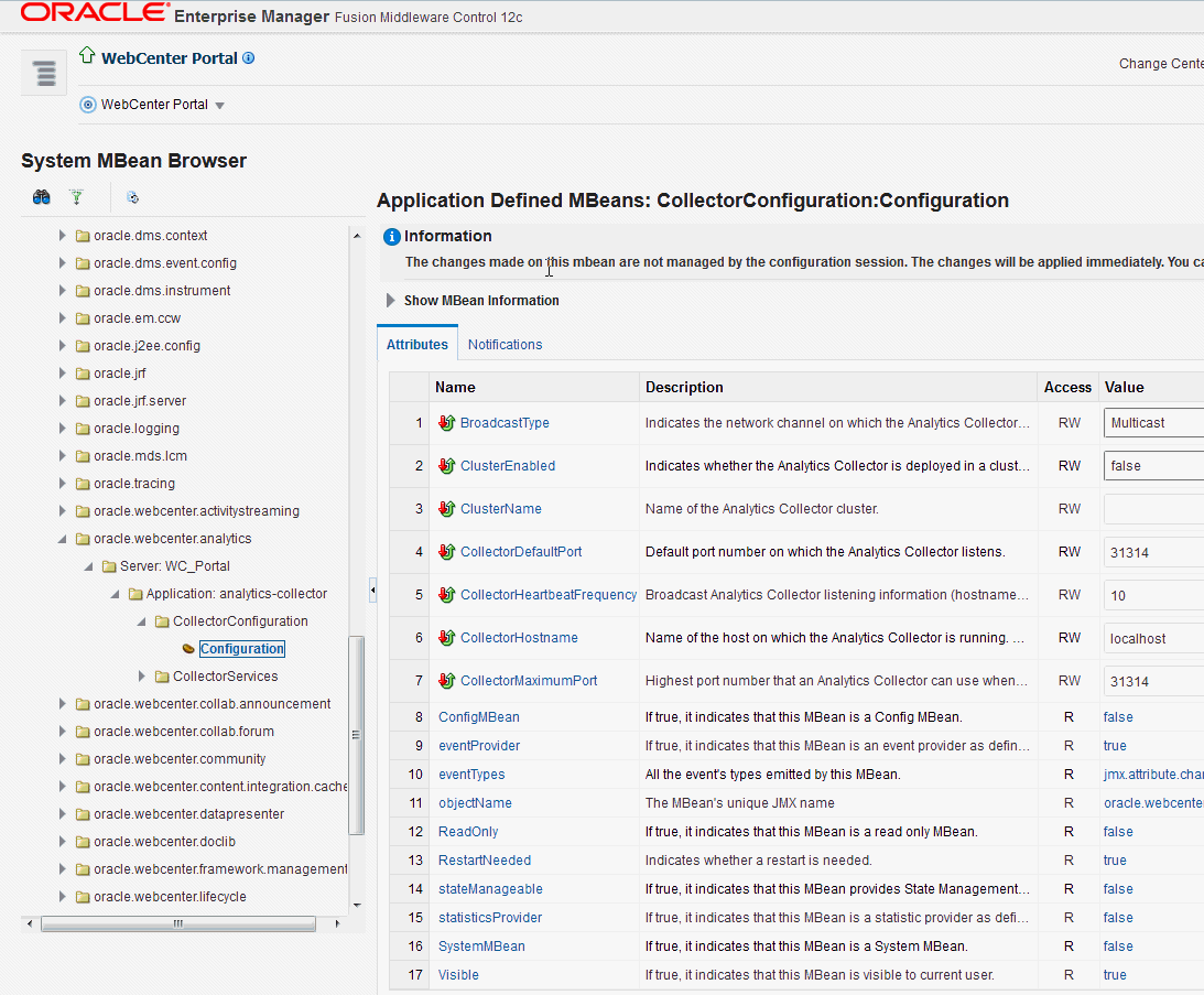 Analytics Collector - MBeans Browser
