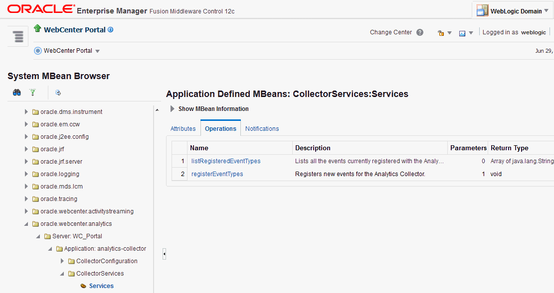 System MBeans Browser: Registering Analytics Events