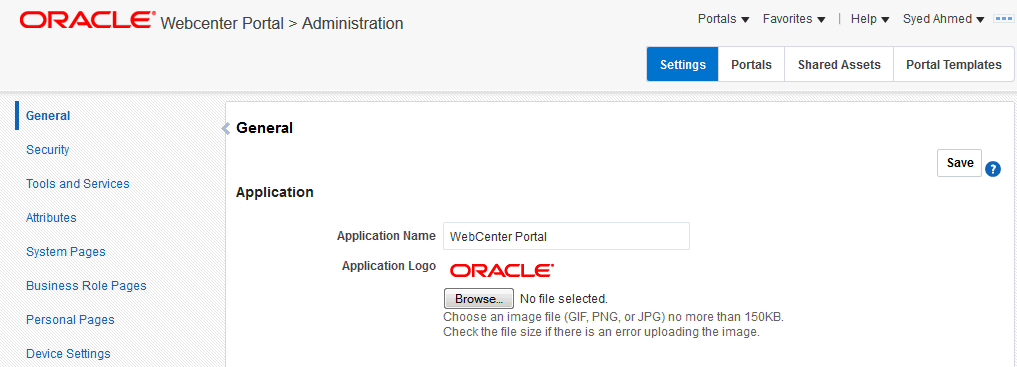 WebCenter Portal Administration Settings