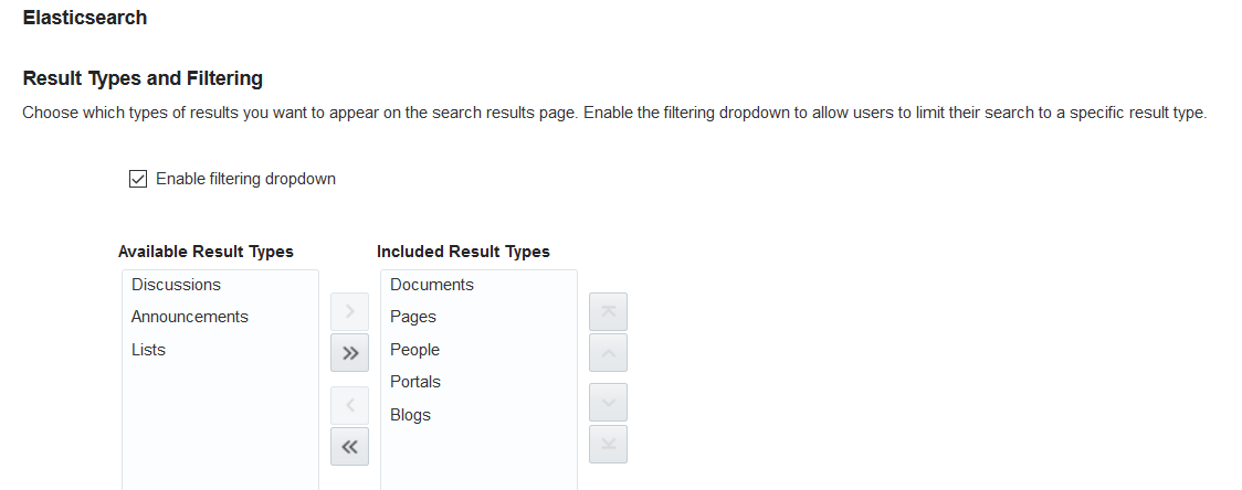 Thus image shows the Result Type and Filtering option.