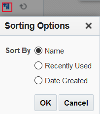 The figure shows the Sort by options for the saved searches.