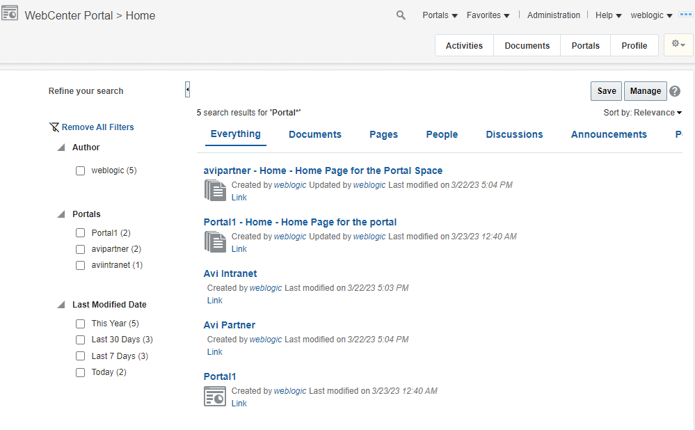 This screen shot shows a sample page of search results (using Elasticsearch).