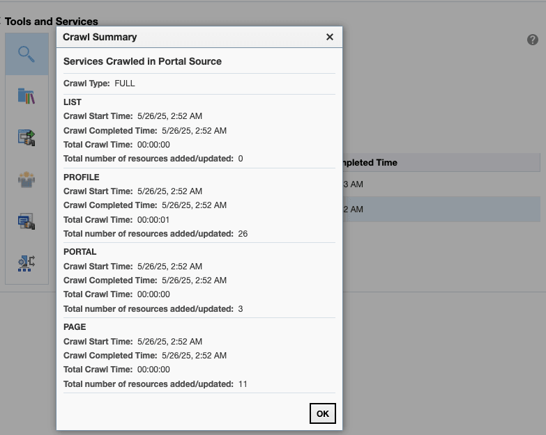 The figure shows the crawl summary for the Portal crawl source.