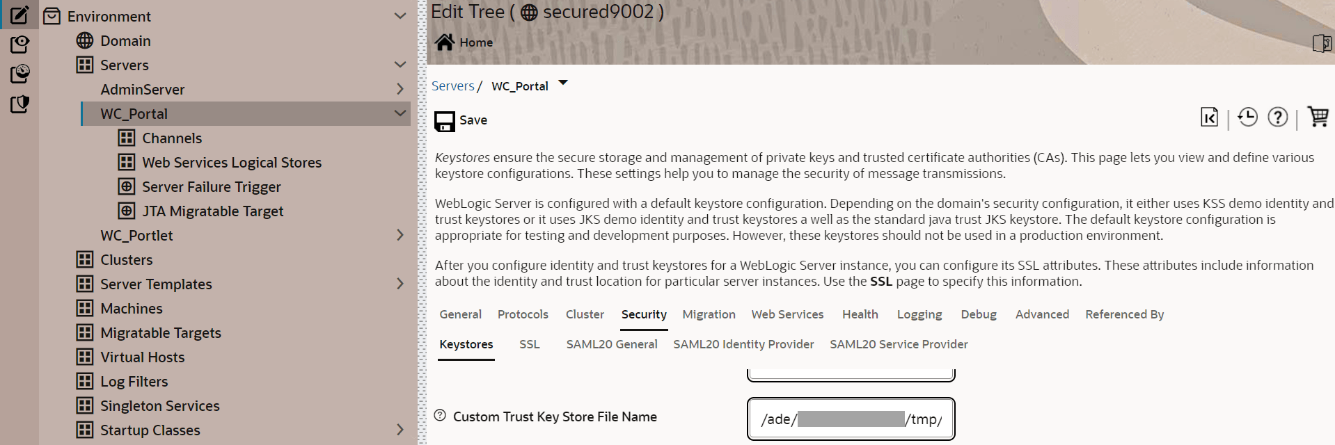 This image shows the file name of custom trust keystore.