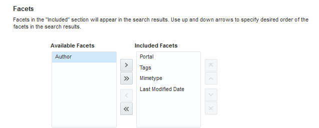 This figure shows the available facets. There are two section, Available and Included.