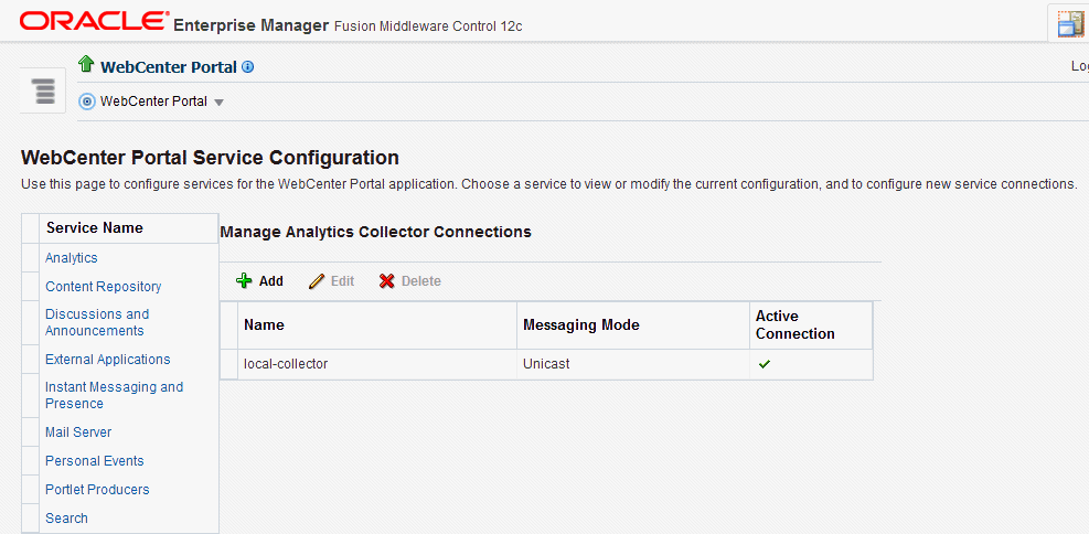 Configuring Analytics Collector Connections
