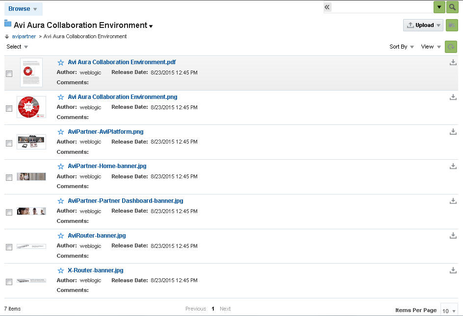 This image shows the list view of the Content Manager.