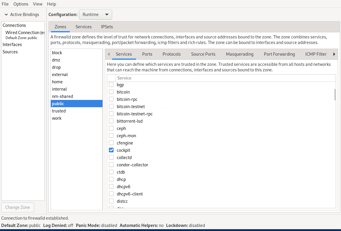 The figure shows the Firewall Configuration GUI.