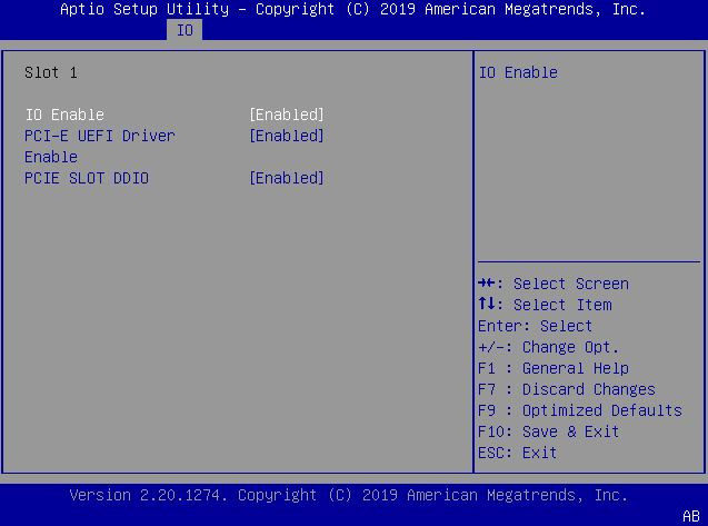 image:This figure shows the IO resource allocation screen within the
                                IO Menu.