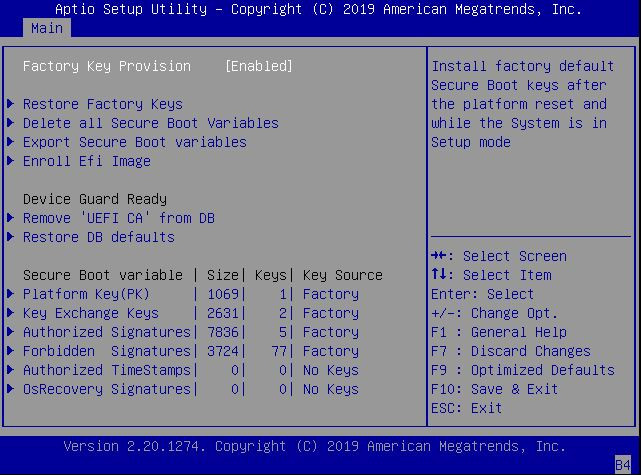 image:This figure shows the Key Management screen on the Security                                 settings Menu.