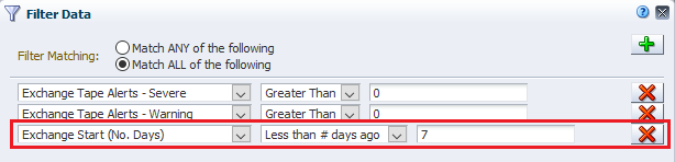 Sample Filter Data dialog