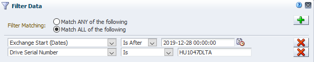 Sample Filter Data dialog